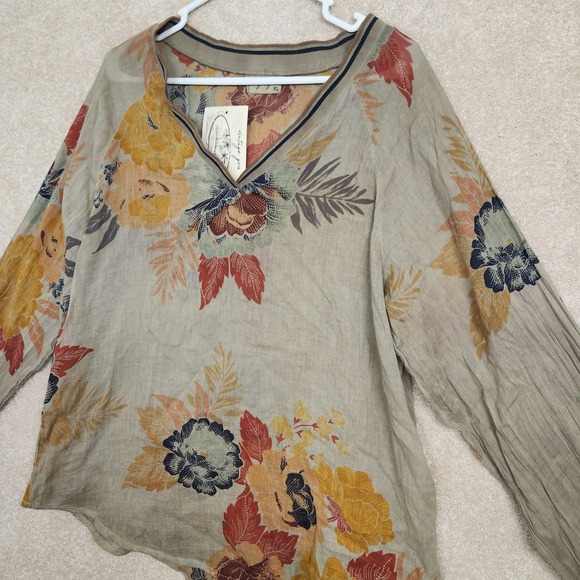 Vintage Goa Sand Vintage Wash Floral Long Sleeve V-Neck Tunic Size XL NWT - Picture 4 of 8